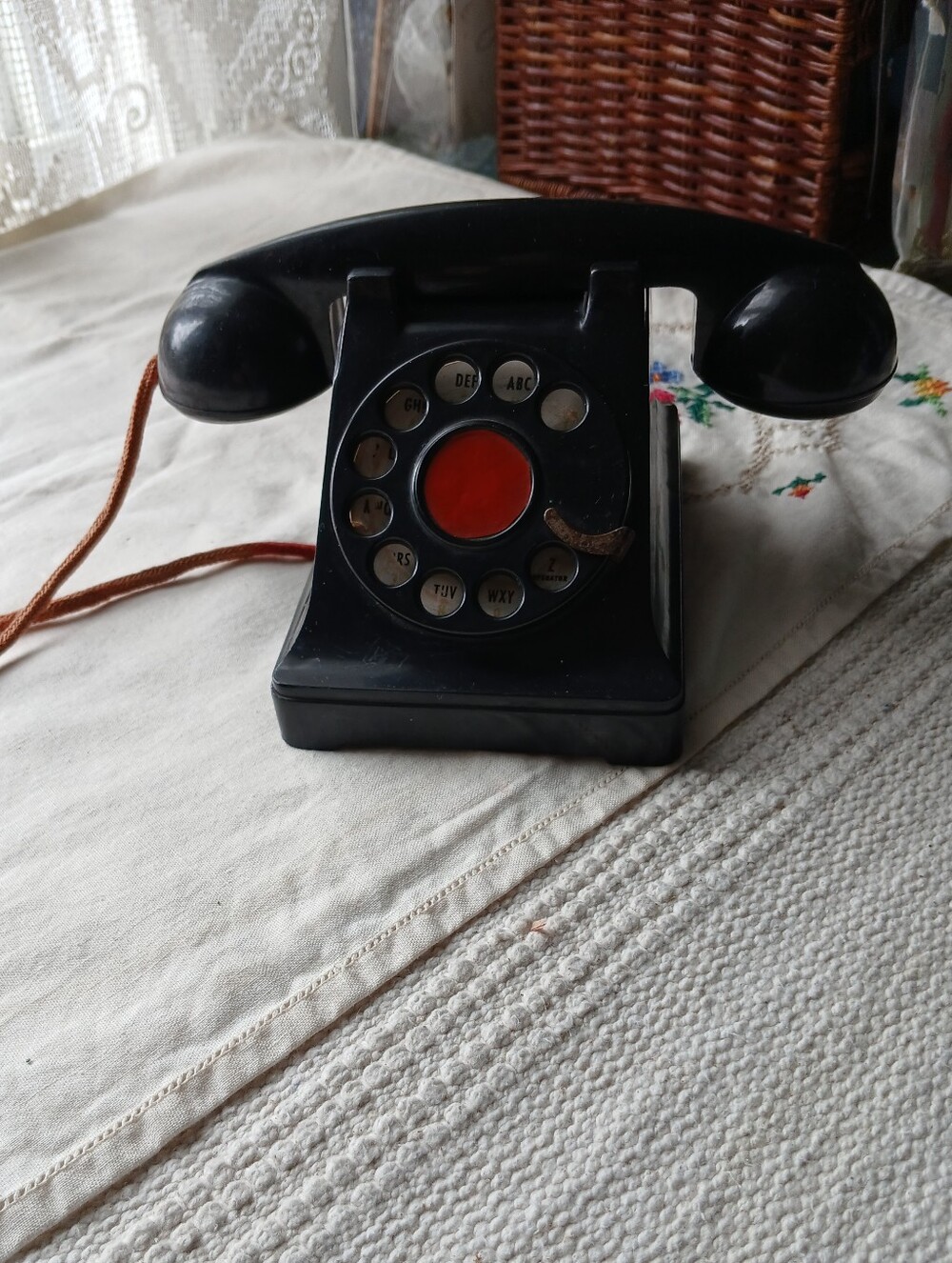 Vintage Toy Black Plastic Rotary Bank